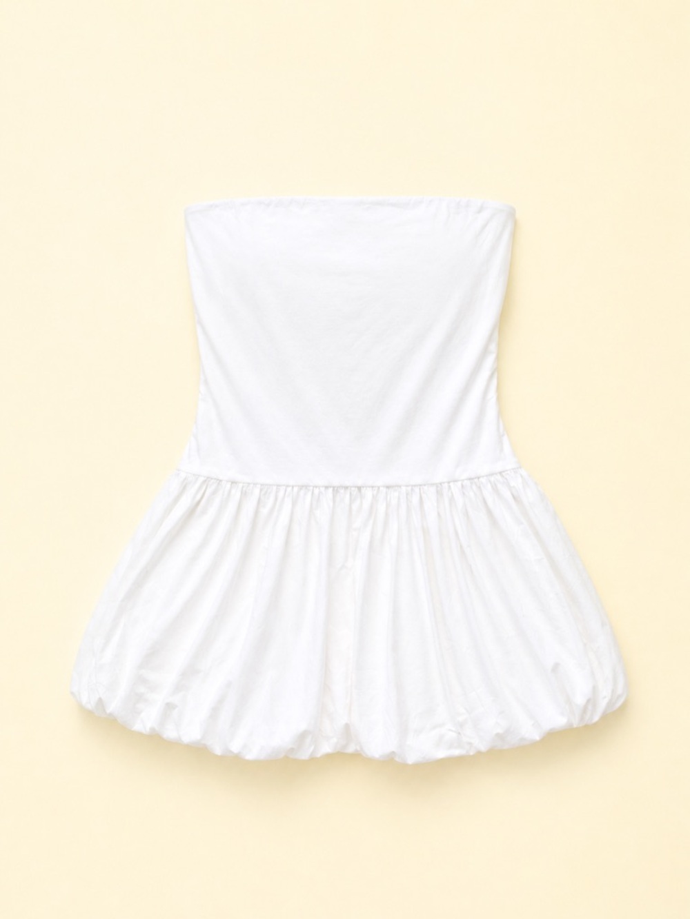RETROD Women’s Strapless White Bubble Hem Dress / Solid white dress / Sundress - Picture 2 of 6